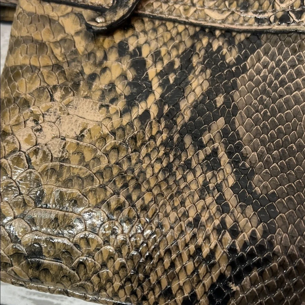 Nicole Faux Snakeskin Crossbody Shoulder Bag Brown Neutral Animal Print